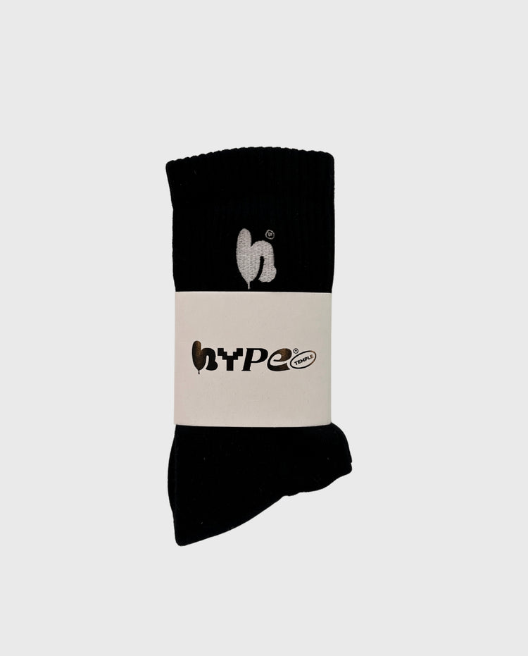 Zwarte enkelsok met HYPE-label en wit cactuslogo