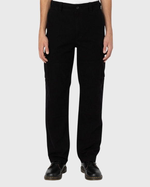 Cargo-broek zwart met achterzakken en knoopsluiting