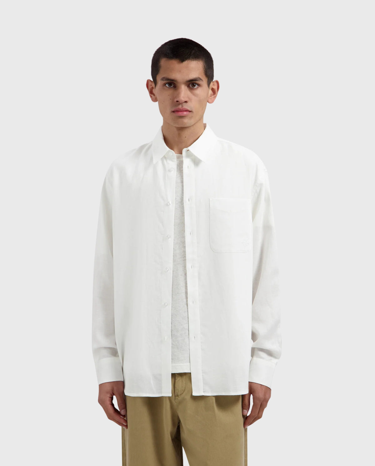 Linen Blend Relaxed Shirts Optical White