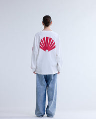 Logo Longsleeve Washed White/Deep Red