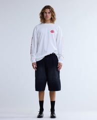 Logo Longsleeve Washed White/Deep Red