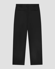 Zwarte geplooide regular fit broek met knoop- en ritssluiting, voorzakken.