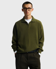Essential Knitted Polo Kombu Green