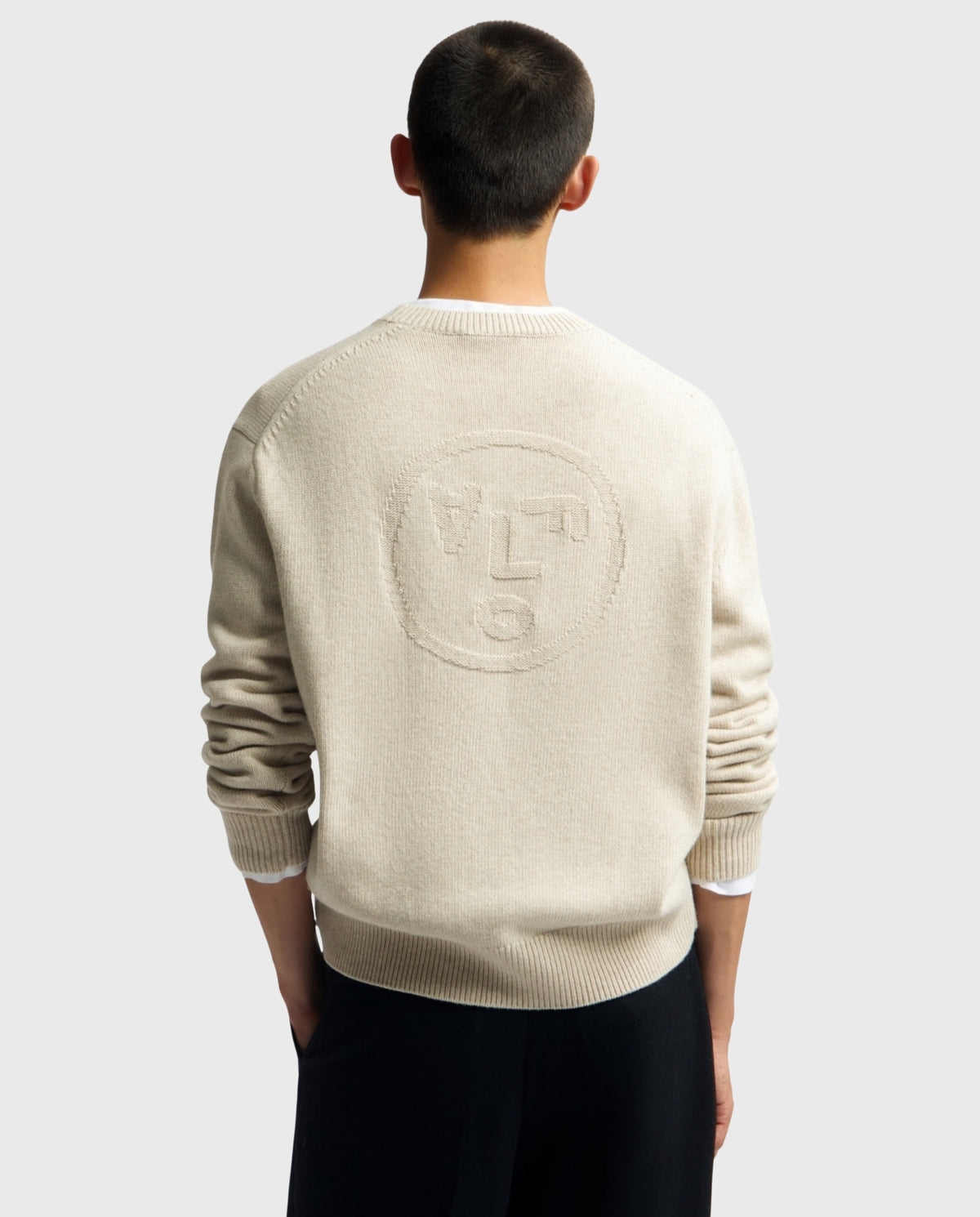 Face Knitted Crewneck Ancient Scroll