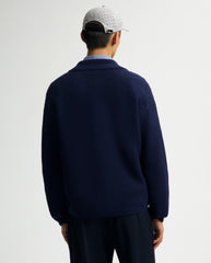 Knitted Zip Cardigan Navy