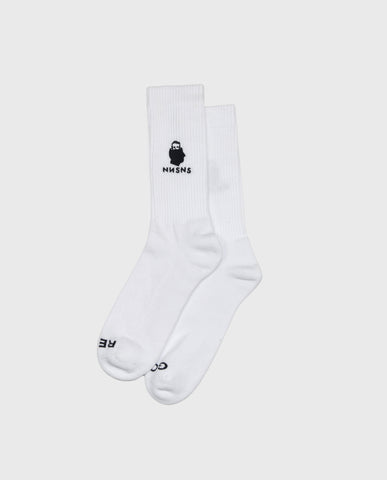 NNSNS Socks Head Logo Embroidered White