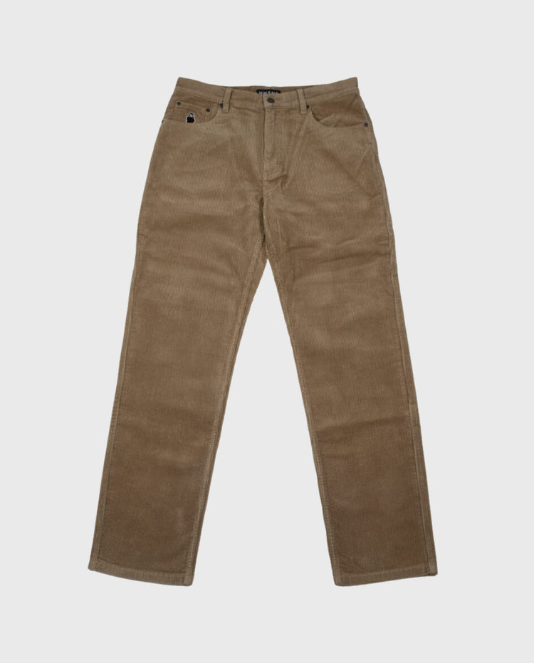 Nessie ribcord broek bruin met riemlussen en achterzakken