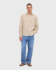 Otis light blue jeans met rechte pasvorm, knoop- en ritsluiting, riemlussen
