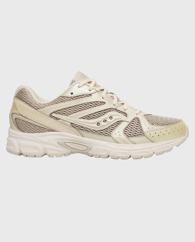 Saucony hardloopschoen met meshpanelen, lichtbeige en crèmekleurige details
