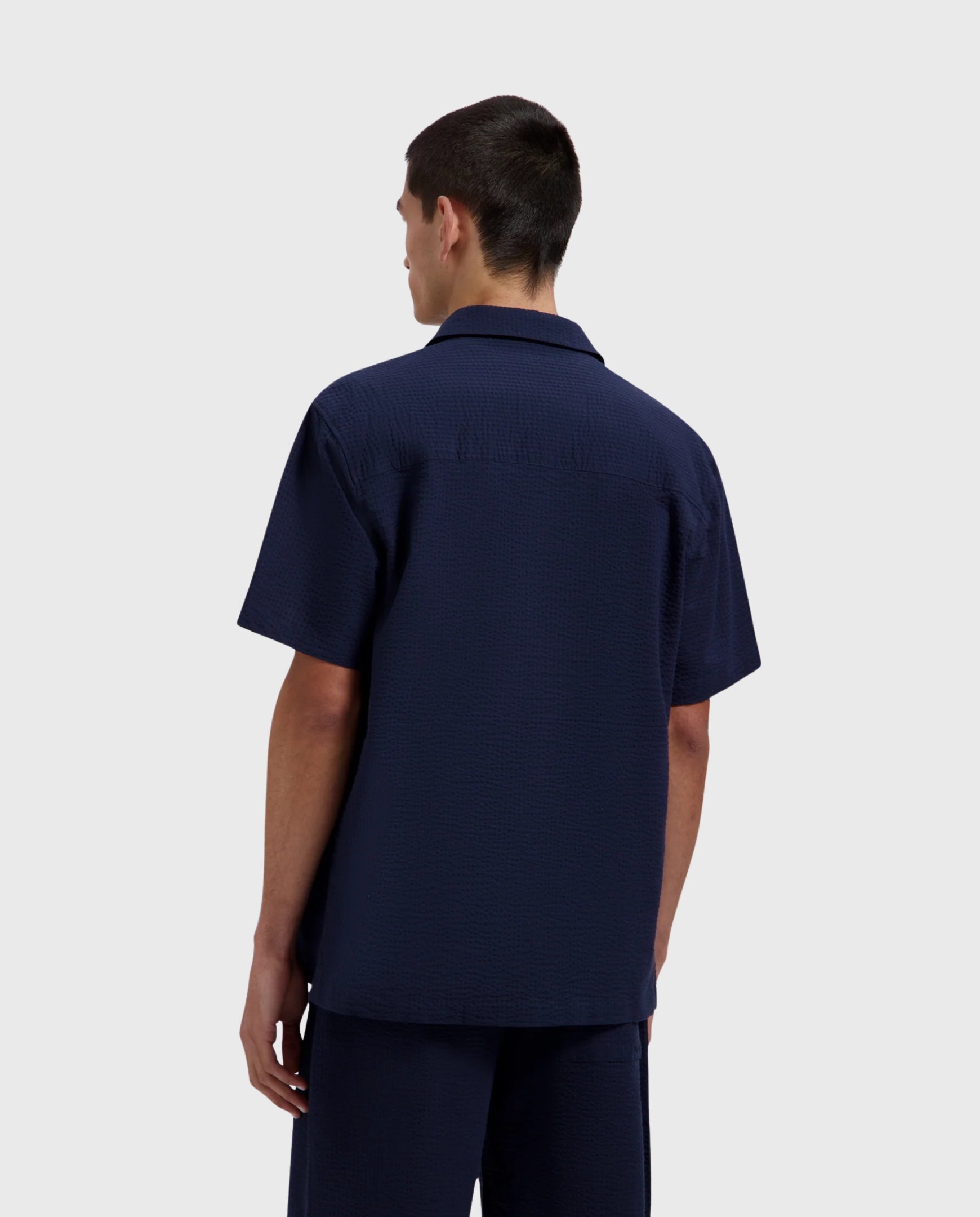 Seersucker Camp Shirts Navy