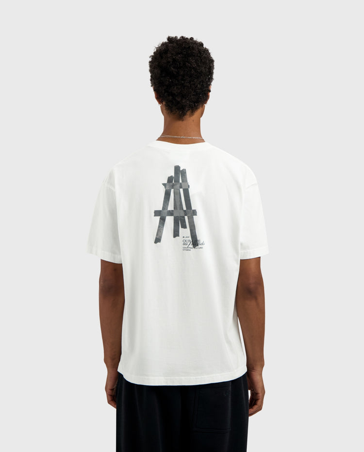 T-shirt met grote rugprint, optisch wit
