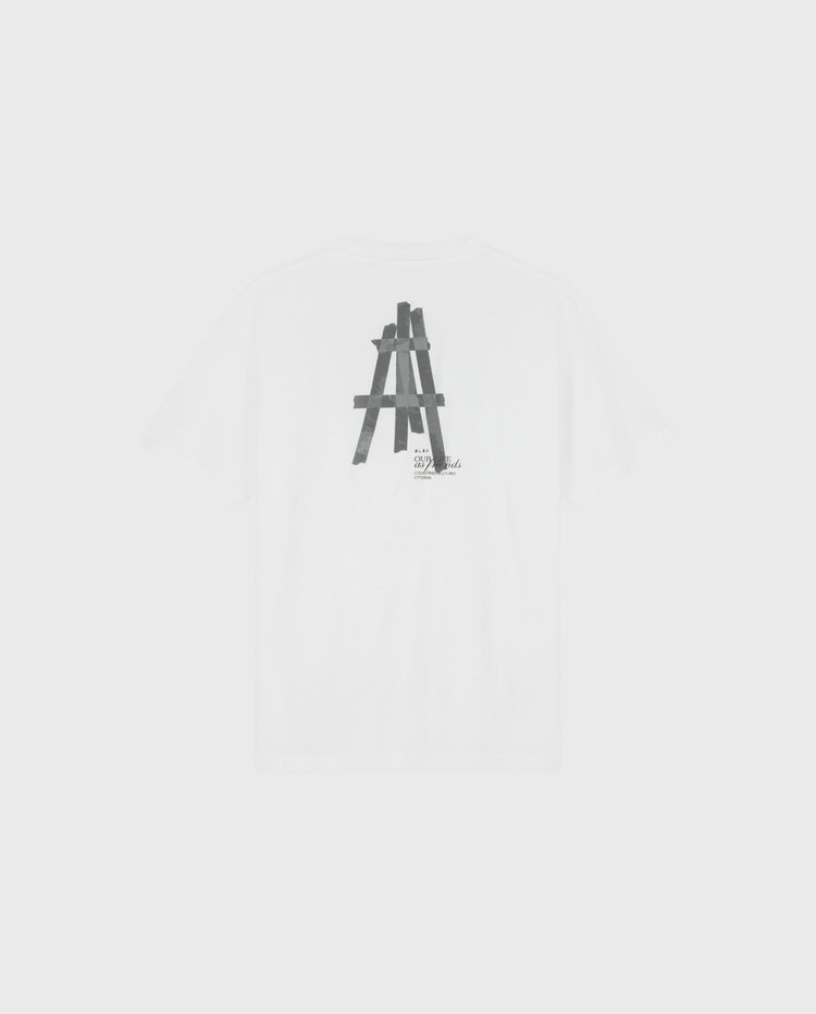 T-shirt met rugprint ezel/tekening, optisch wit