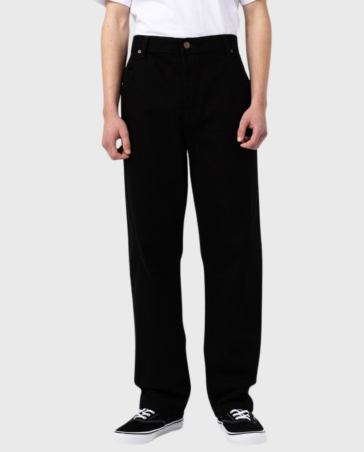 Zwarte denim jeans met rechte pijpen, riemlussen en 5 zakken vooraan