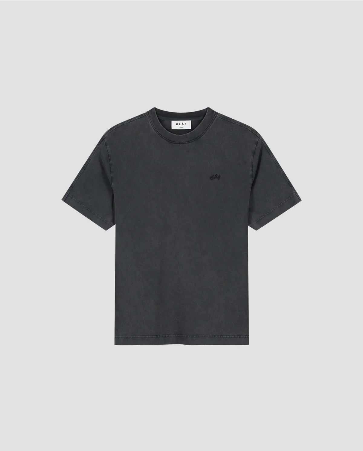 Gewassen charcoal T-shirt met ronde hals, korte mouwen en subtiele borstlogo-print