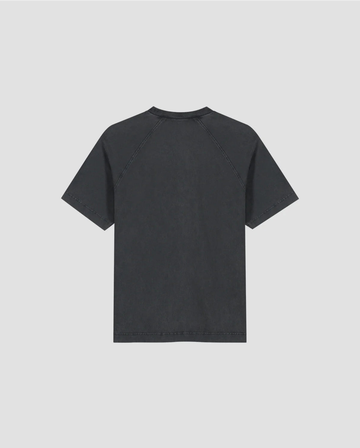 Gewassen charcoal T-shirt met ronde hals en korte mouwen, effen voorpand
