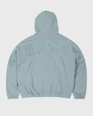 Kingdom Curve Destroy Boxy Zip Hoodie Light Blue