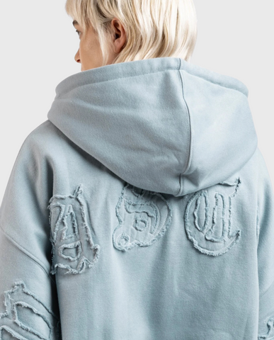 Kingdom Curve Destroy Boxy Zip Hoodie Light Blue