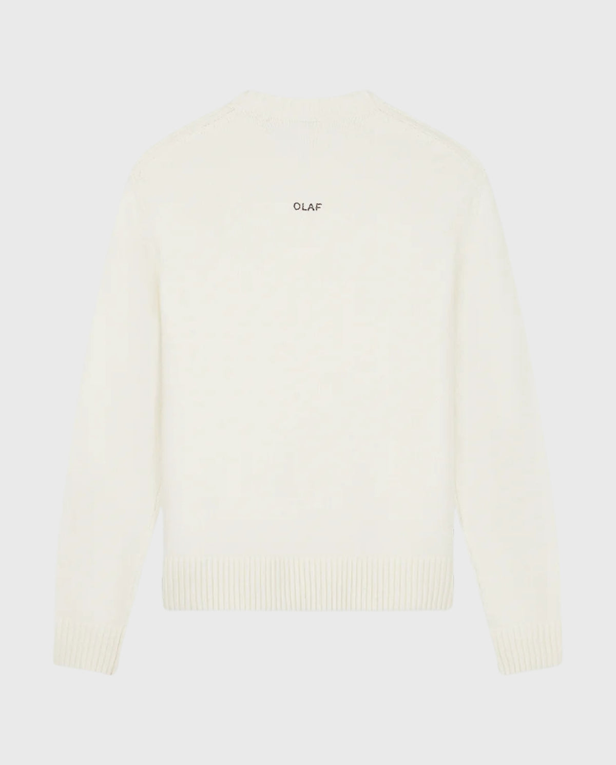 Gebreide ronde-hals trui off-white, met ribboord onder en mouwen
