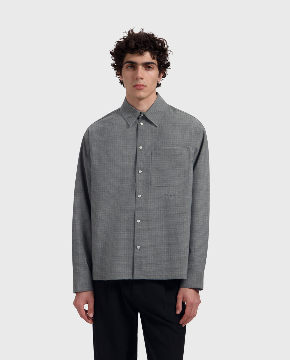 Wool Boxy Shirt Grey