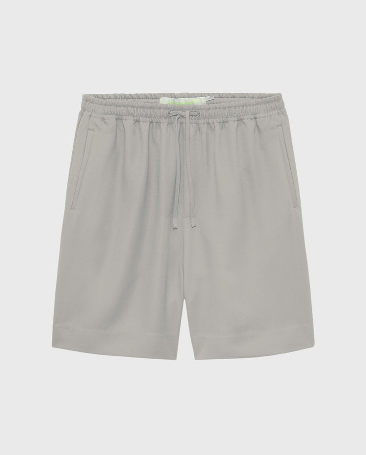 Lichtgrijze werkshort met elastische taille en verstelkoord