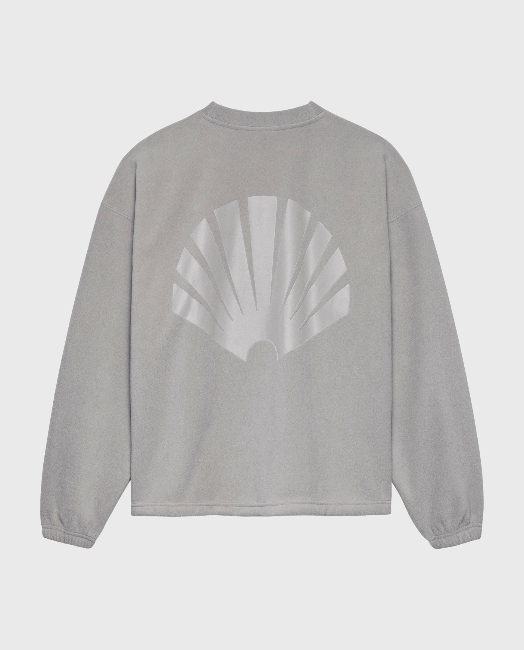 Steen-grijze fleece crewneck met grote witte rugprint