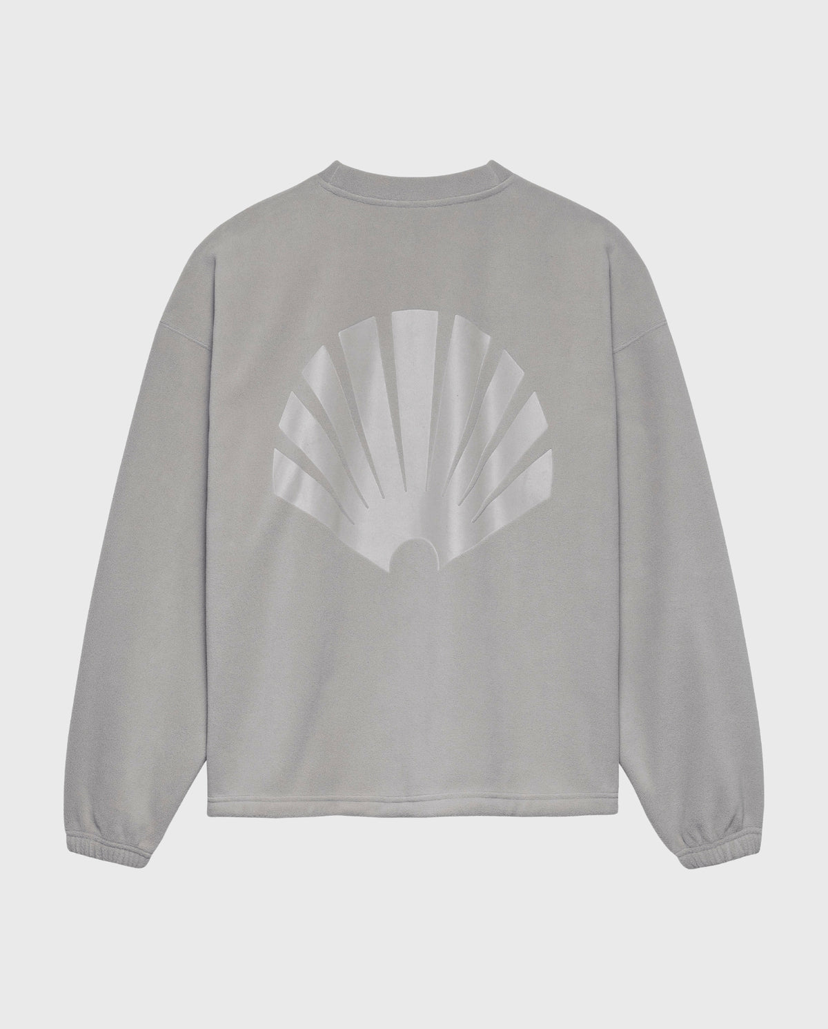 Steen-grijze fleece crewneck met grote witte rugprint