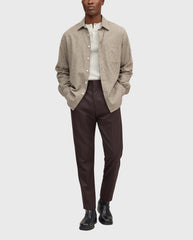 Ruitoverhemd met kraag en knoopsluiting, lange mouwen, beige micro-ruit