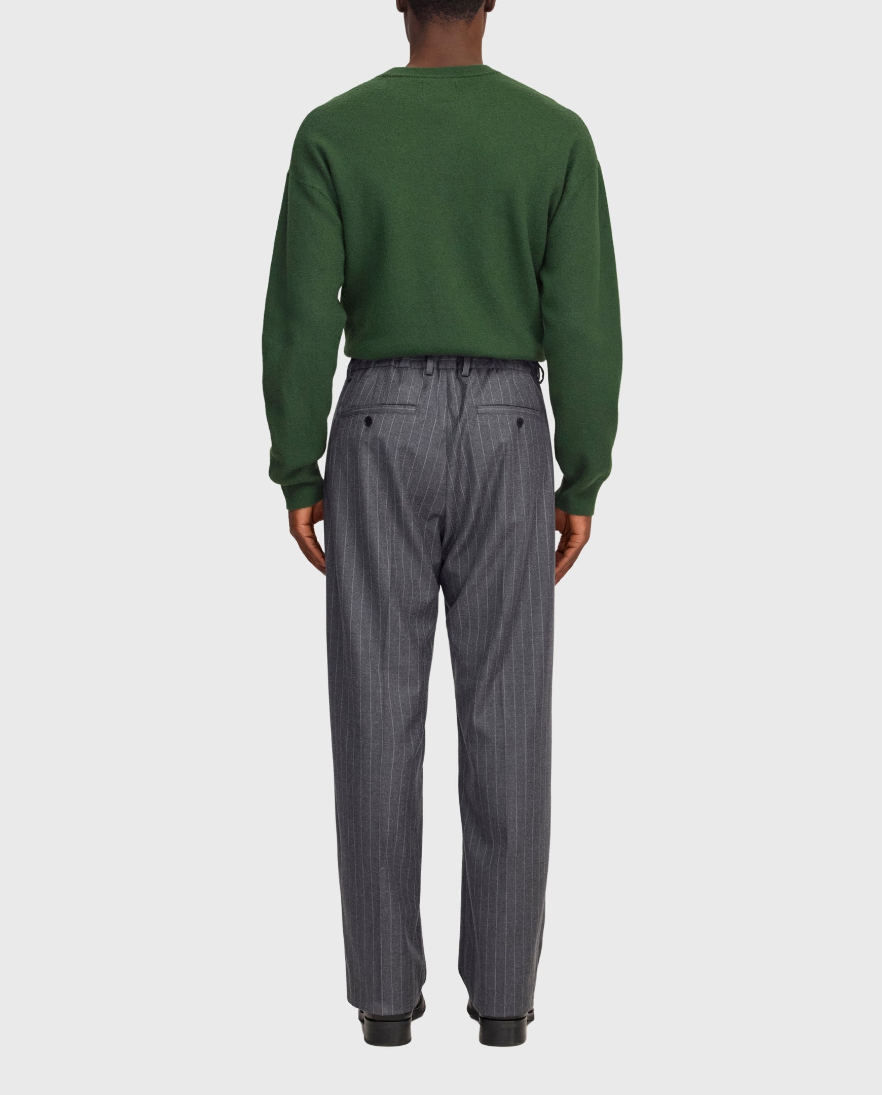 Kay grijs gestreepte pantalon met elastische taille en achterpas
