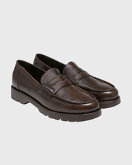 Kleman Cotteur MD bruine loafers met brede instap en naaddetail