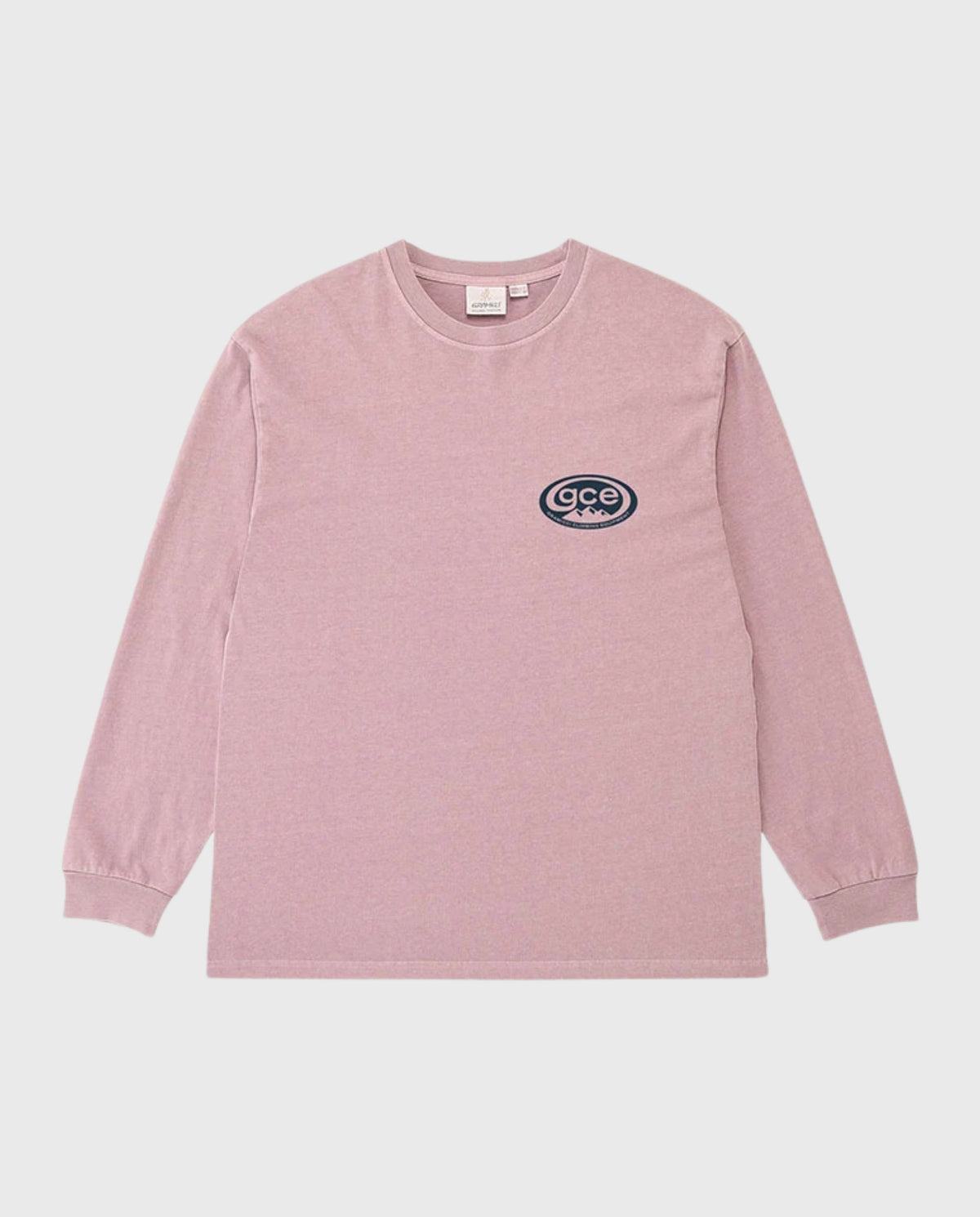 Lila pigment dyed lange mouw T-shirt met kleine borstprint