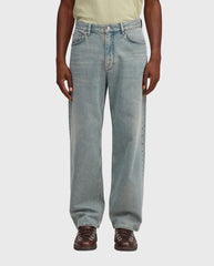 Licht gewassen denim jeans met knoop-ritssluiting, riemlussen en steekzakken