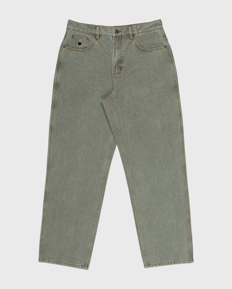 Bigfoot sage denim jeans in effen sage kleur met voorzakken en rechte pijpen