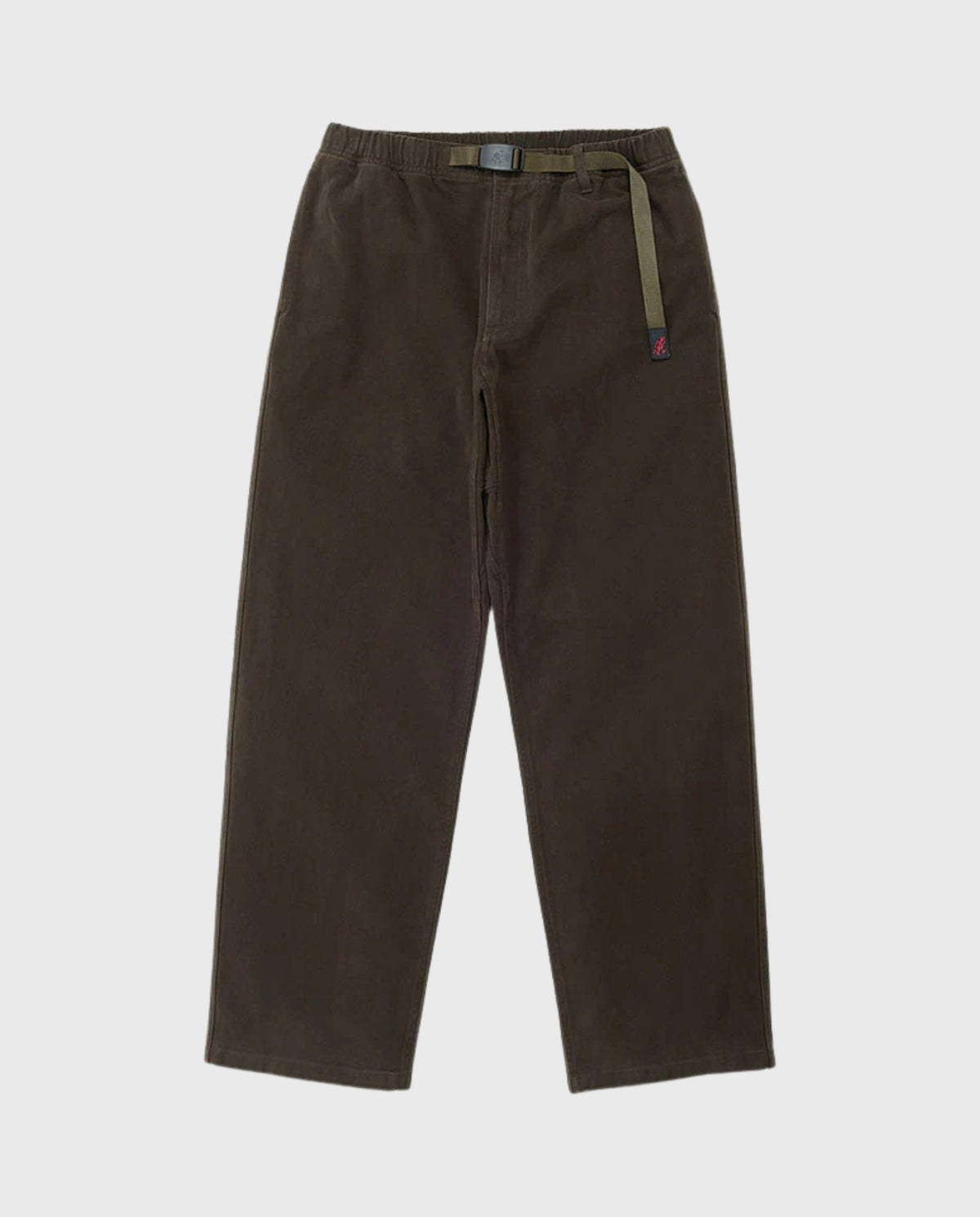 Donkerbruine twill klassieke broek met rechte pijpen en knoop-/ritssluiting