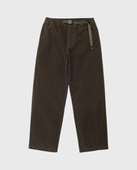 Donkerbruine twill klassieke broek met rechte pijpen en knoop-/ritssluiting