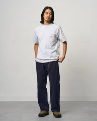 Donkerblauwe twill broek met rechte, losvallende pijpen en logodetail