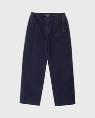 Donkerblauwe twill klassieke broek met rechte pijpen en elastische taille