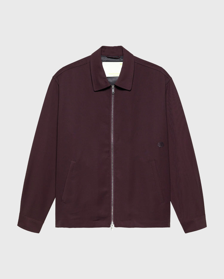 Wijnrood zip-up overhemd met rits, opstaande kraag en borstzakken