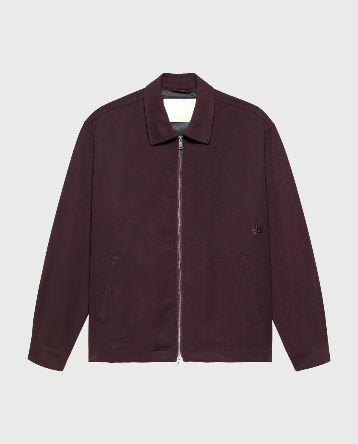 Wijnrood zip-up overhemd met rits, opstaande kraag en borstzakken