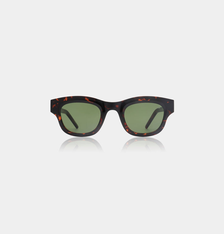 Lane demi tortoise zonnebril met donker tortoisemontuur en groene glazen